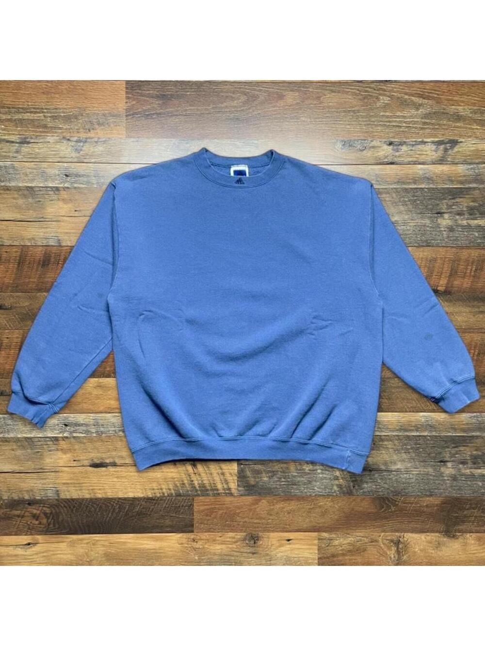 Vintage 90s Adidas Blue Sweatshirt Pullover Center Logo Size XL